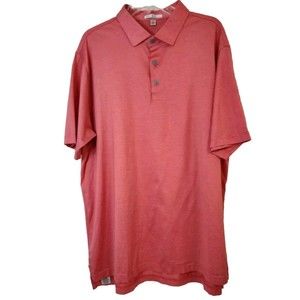 PETER MILLAR Golf Pink White Striped Cotton Polo Shirt Mens Size XL XLarge